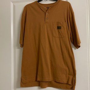 BIG SMITH Burnt Orange 3-button HENLEY SHIRT chest pocket * 100% thick cotton M